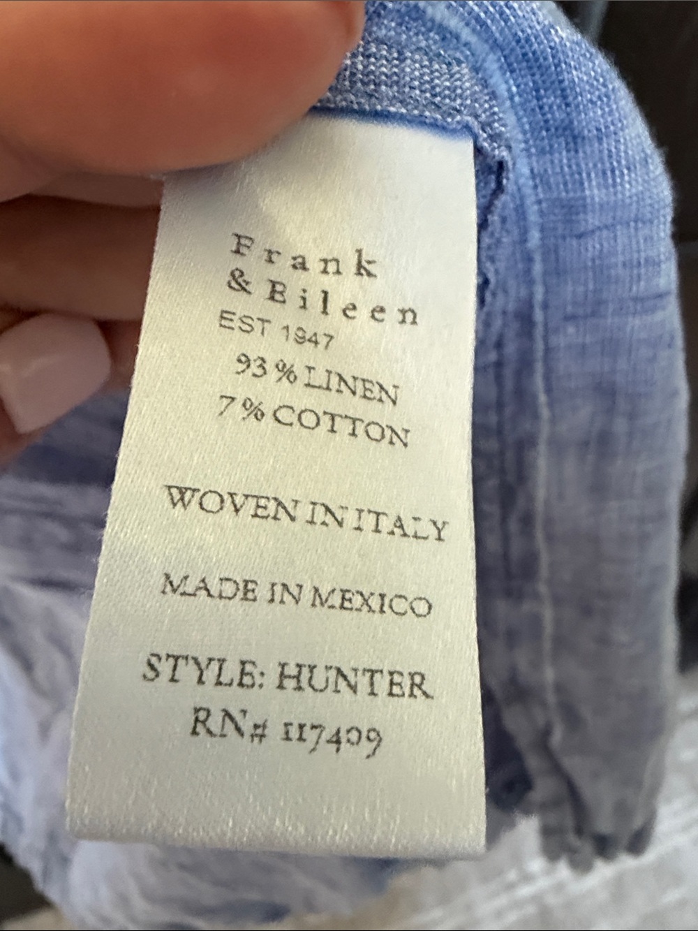 Frank & Eileen Hunter Light Blue Striped Linen Button-Down Shirtdress - Picture 5 of 5